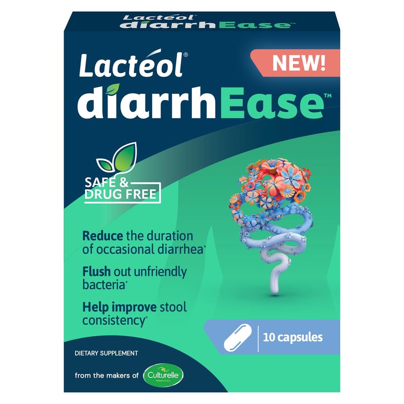 Lactol DiarrhEase a Safe Drug Free and Clinically Tested Postbiotic Strain That Helps Soothes Occasional Digestive Upset and Shortens The Duration of Occasional Diarrhea 10 Count